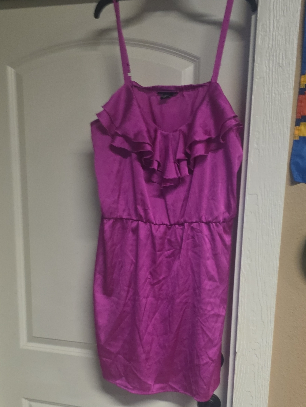Apostrophe Fuchsia Ruffled Strap Dress